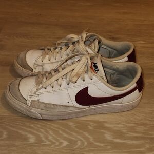 Nike White and Maroon Shoes
